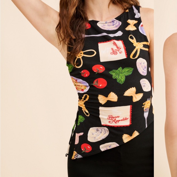 Lisa Says Gah Tops - Lisa Says Gah Buon Appetito Erin Asymmetric Tank Top